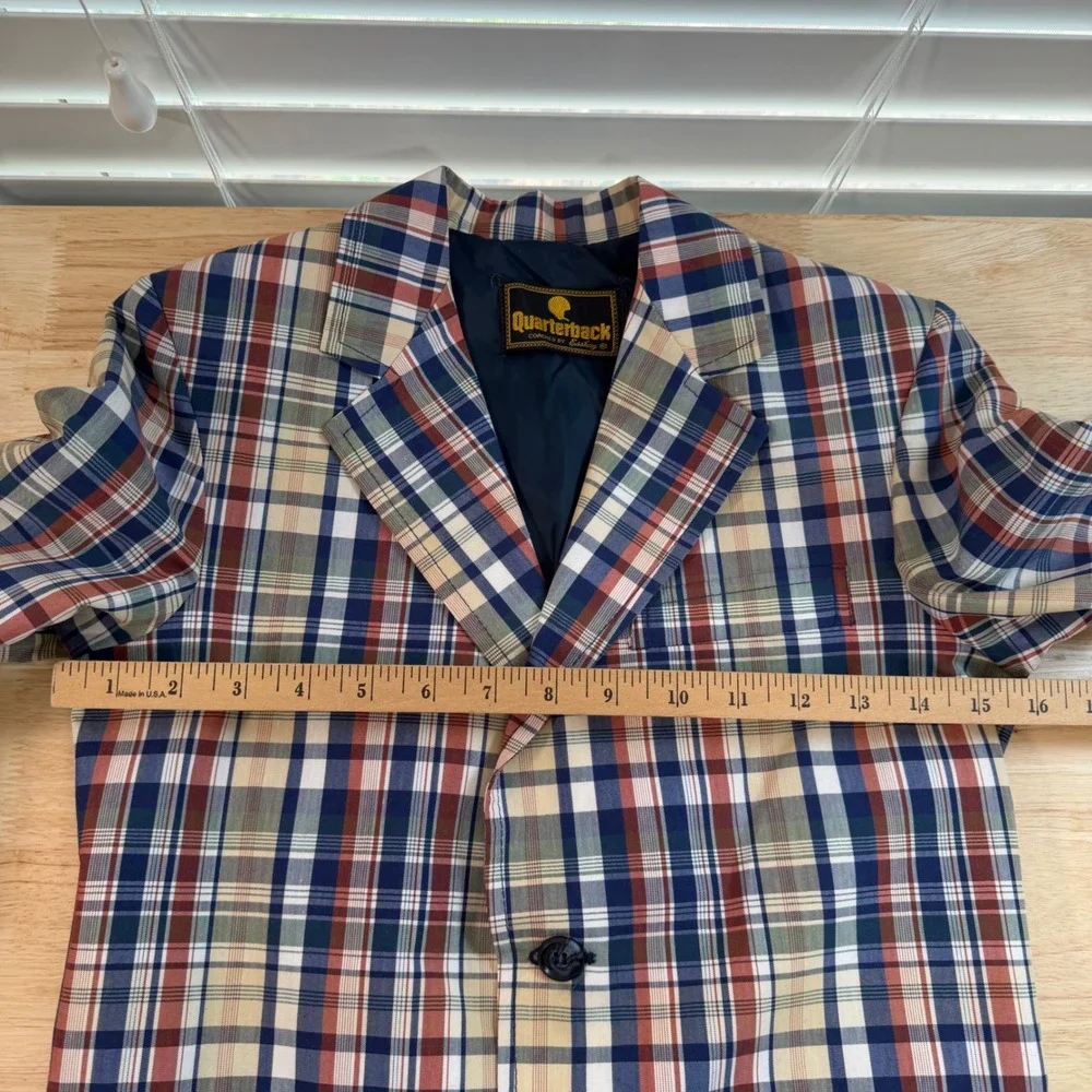 Vintage Quarterback Coached by Esskay Kids Plaid Blazer Multi-Color Sport Coat